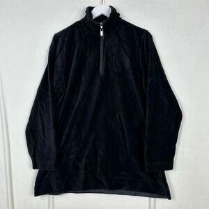VTG Liz Claiborne Black Corduroy Quarter Zip Pullover Sweater Top XL Lizwear
